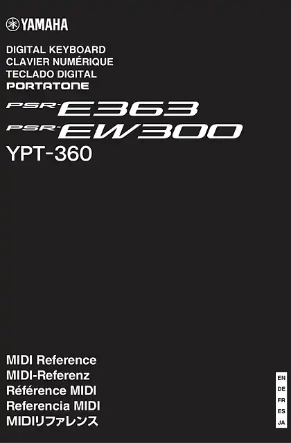 yamaha雅马哈PSR-E363 PSR-EW300 YPT-360 MIDI Reference